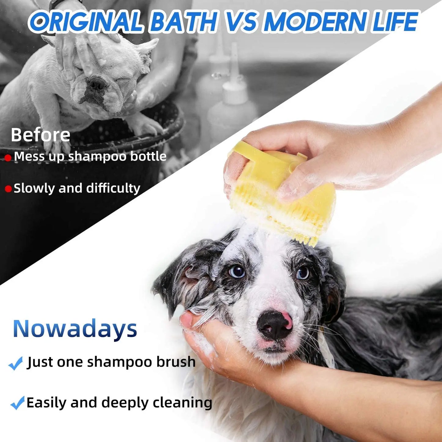 Pet Dog Shampoo Brush 2.7oz 80ml | Cat Massage Comb Grooming Scrubber for Bathing | Soft Silicone Rubber