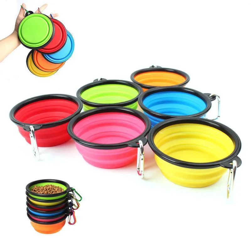 Folding Portable Silicone Dog Feeder Bowl 2 In 1 Pet Dispenser | Outdoor Travel Dog Cat feeder