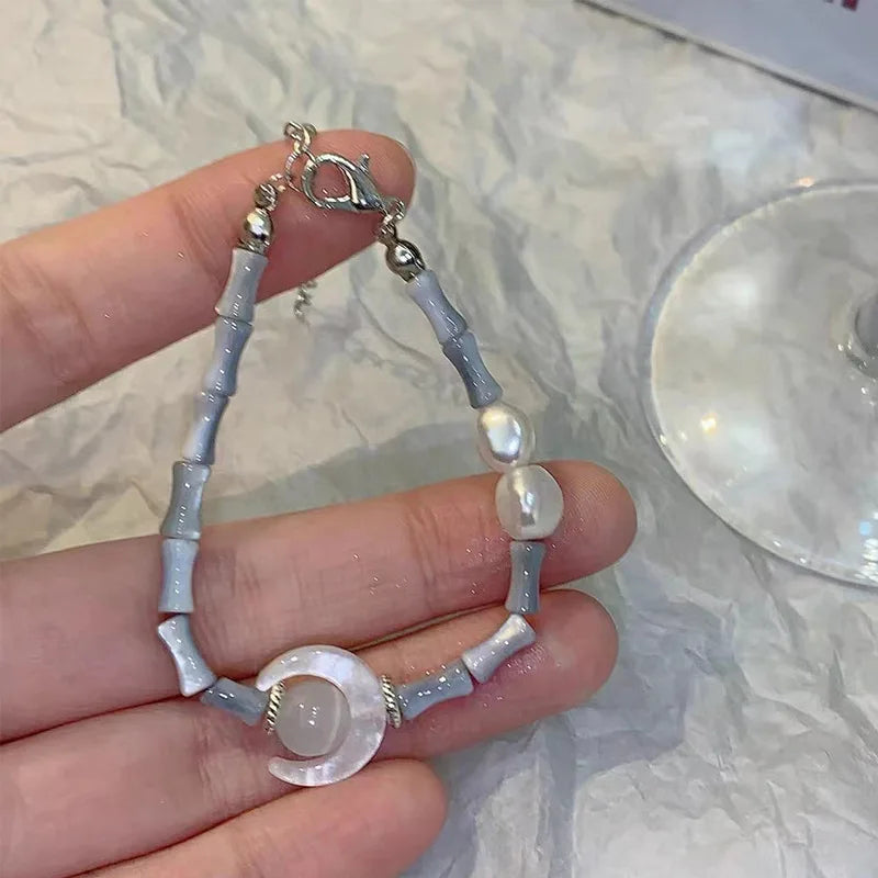 Vintage Double Layered Crystal Pearl Beaded Bracelet for Women /Ethnic Natural Stone / Wrap Bangle Bracelet / Gifts