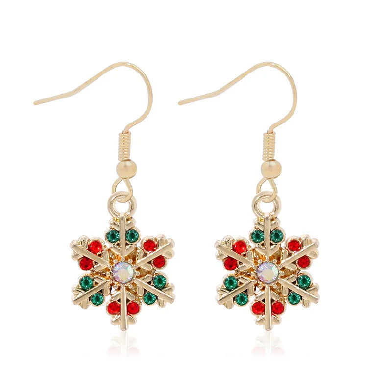 New Elegant Rhinestone Snowflake Drop Earring for Women / Fashion Crystal Zircon Dangle Earring / Christmas Jewelry Accessories