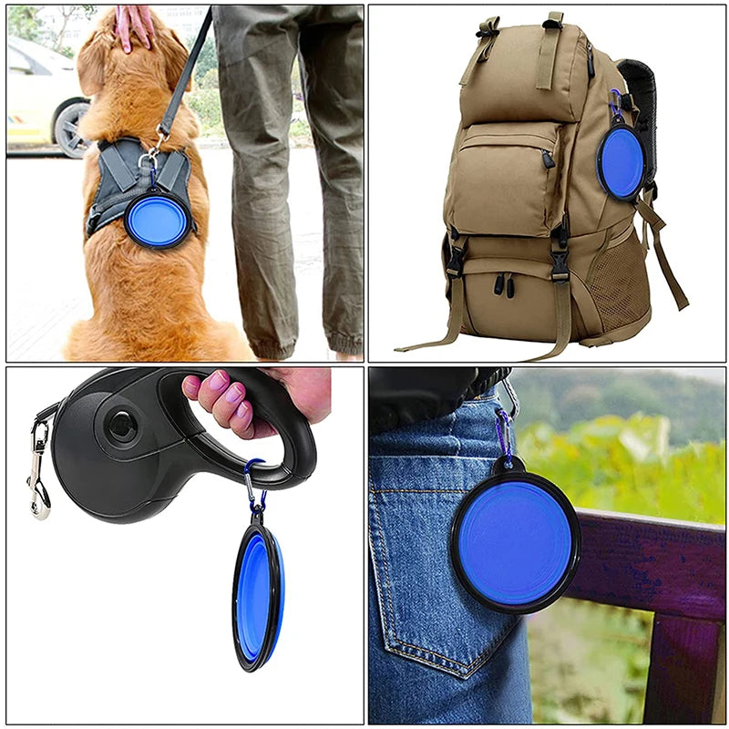 Folding Portable Silicone Dog Feeder Bowl 2 In 1 Pet Dispenser | Outdoor Travel Dog Cat feeder
