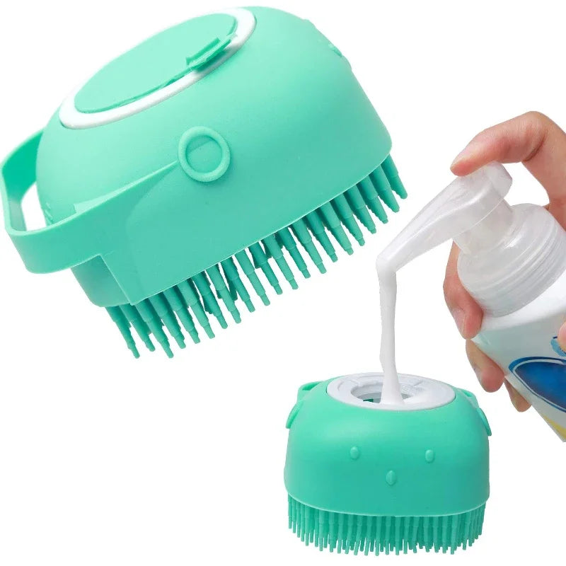 Pet Dog Shampoo Brush 2.7oz 80ml | Cat Massage Comb Grooming Scrubber for Bathing | Soft Silicone Rubber