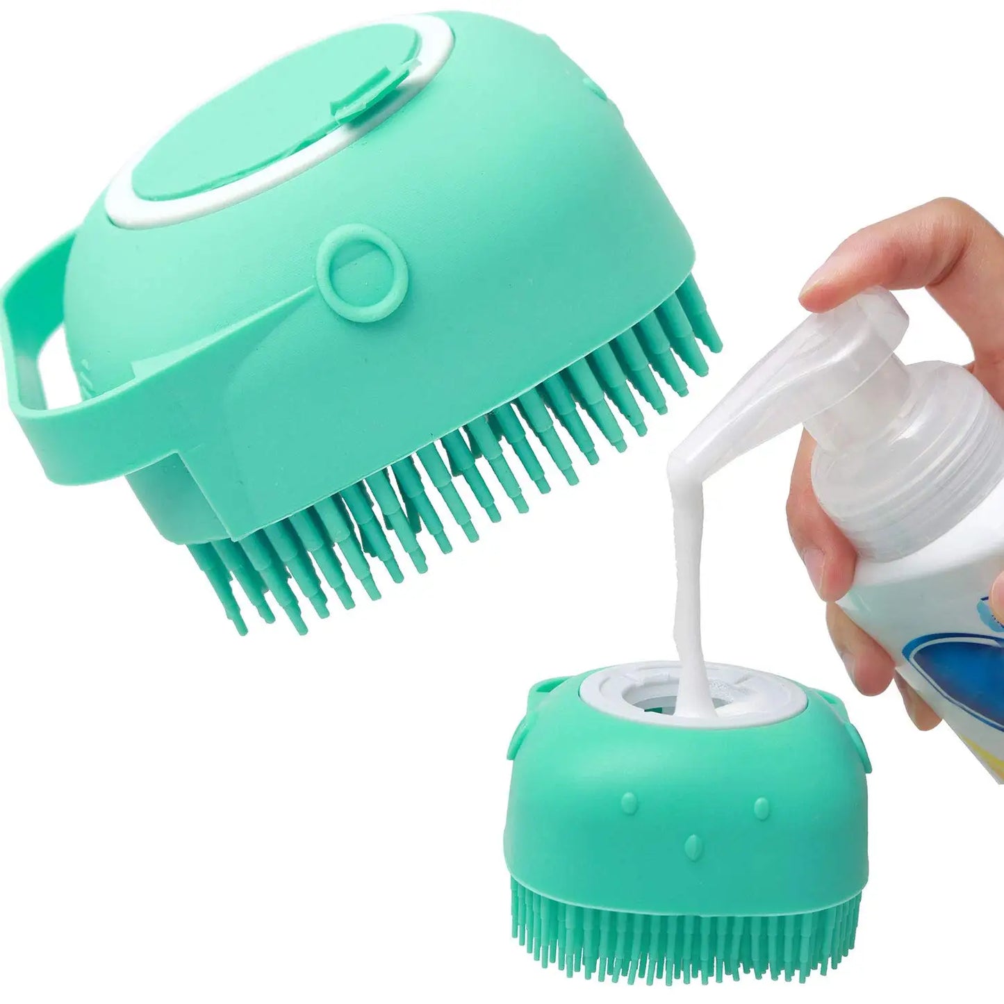 Pet Dog Shampoo Brush 2.7oz 80ml | Cat Massage Comb Grooming Scrubber for Bathing | Soft Silicone Rubber