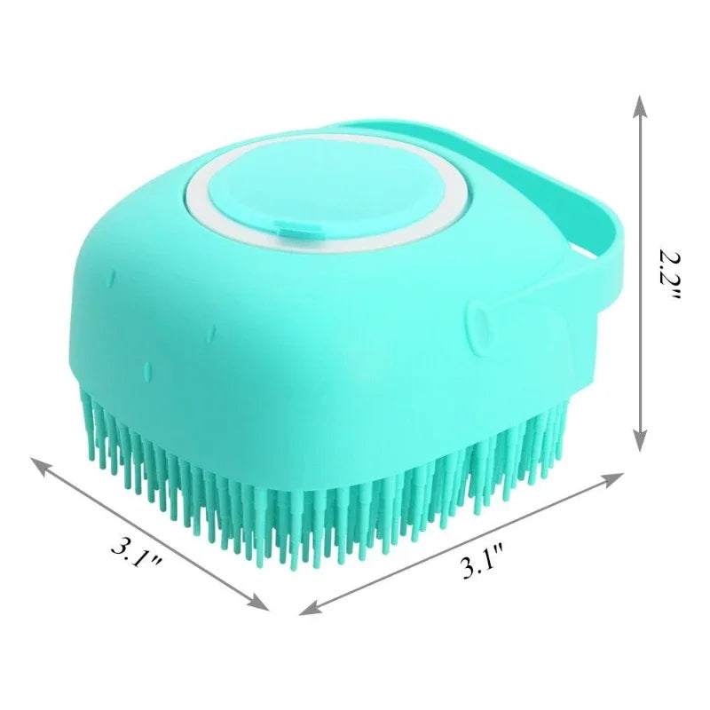 Pet Dog Shampoo Brush 2.7oz 80ml | Cat Massage Comb Grooming Scrubber for Bathing | Soft Silicone Rubber