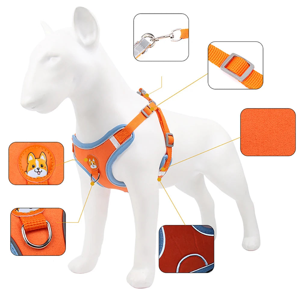 Dogs Adjustable Harness Leash Set for Small Medium Dogs | Harness Vest Reflective | Puppy Chest Strap | Pet Walking Outdoor Supplies