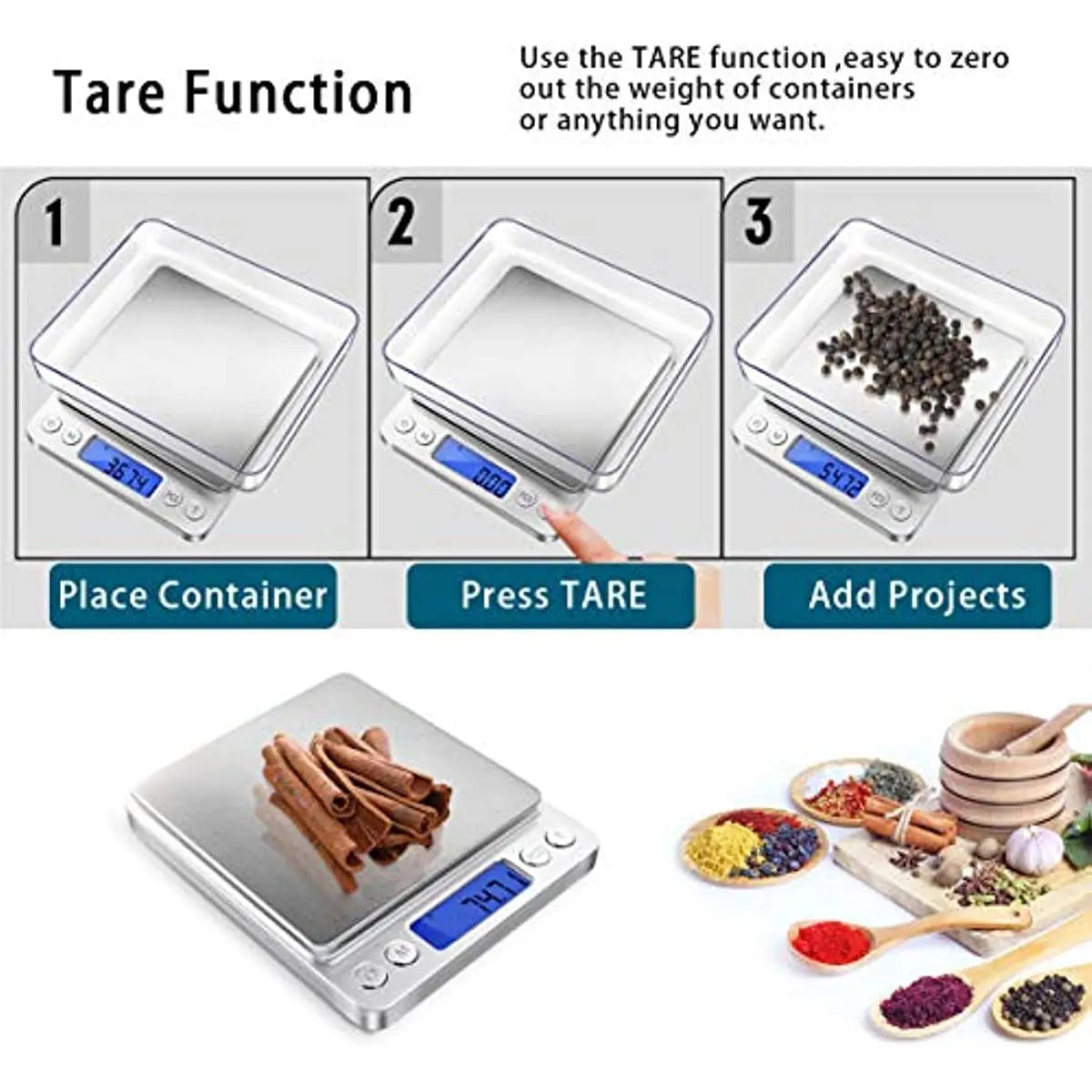 PrecisionPal 3000 - Sleek Digital Kitchen & Jewelry Scale