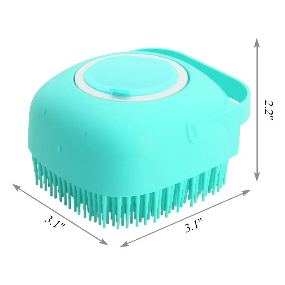 Pet Dog Shampoo Brush 2.7oz 80ml | Cat Massage Comb Grooming Scrubber for Bathing | Soft Silicone Rubber