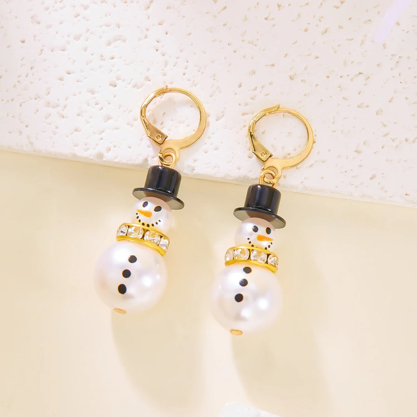 Fashion Christmas Snowman /Snowflake Stud Earrings For Women / Pearl Crystal Dangle Piercing Cute Xmas Ear Jewelry / Gift