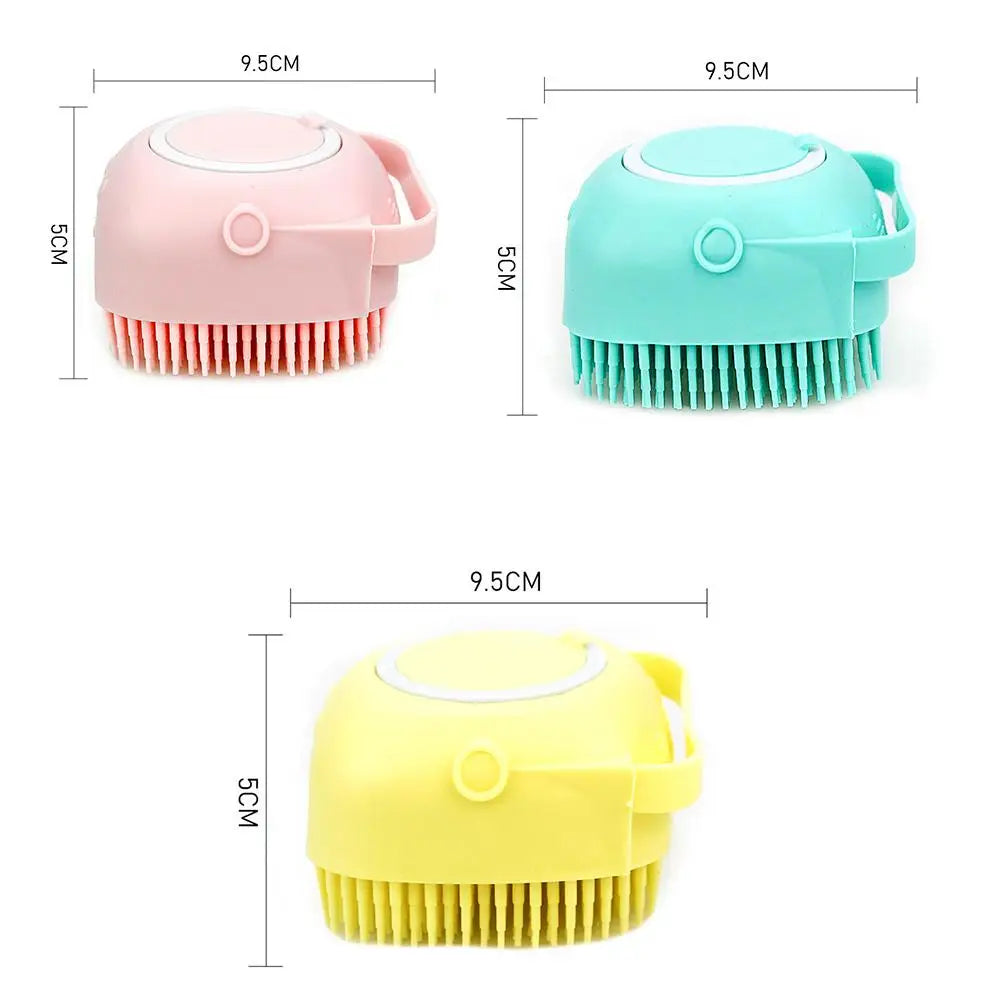 Pet Dog Shampoo Brush 2.7oz 80ml | Cat Massage Comb Grooming Scrubber for Bathing | Soft Silicone Rubber