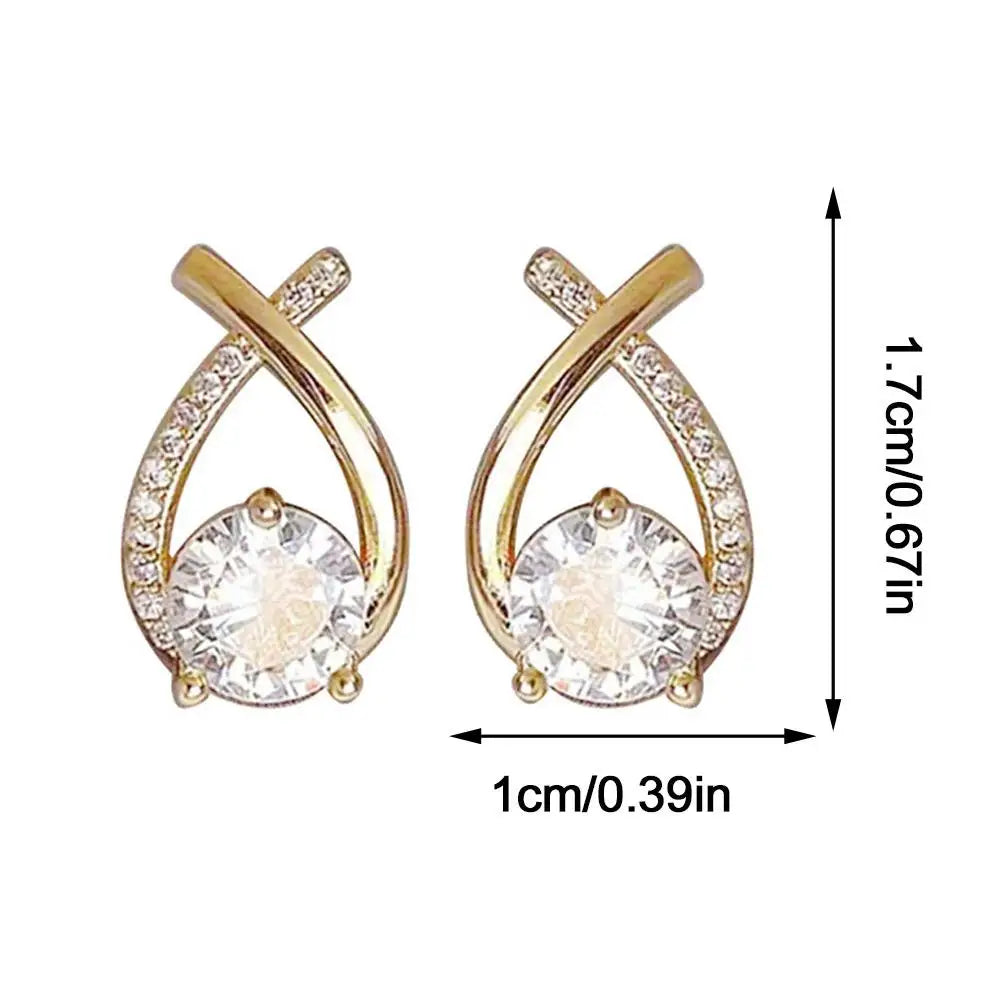 Fashion Cross Stud Earrings For Women Girls, Elegant Crystal Jewelry, Gift
