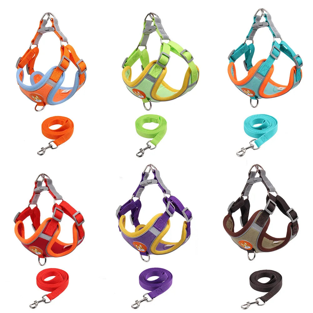 Dogs Adjustable Harness Leash Set for Small Medium Dogs | Harness Vest Reflective | Puppy Chest Strap | Pet Walking Outdoor Supplies