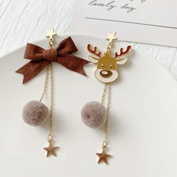 Xmas Santa Claus Drop Earrings / Long Tassel Chain Earrings for Women / Fashion Jewelry / Gift