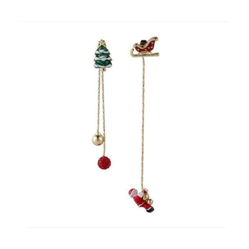 Xmas Santa Claus Drop Earrings / Long Tassel Chain Earrings for Women / Fashion Jewelry / Gift