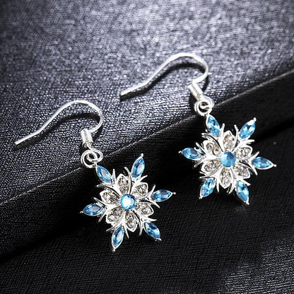 New Elegant Rhinestone Snowflake Drop Earring for Women / Fashion Crystal Zircon Dangle Earring / Christmas Jewelry Accessories