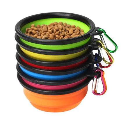 Folding Portable Silicone Dog Feeder Bowl 2 In 1 Pet Dispenser | Outdoor Travel Dog Cat feeder