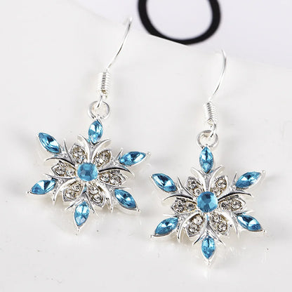 New Elegant Rhinestone Snowflake Drop Earring for Women / Fashion Crystal Zircon Dangle Earring / Christmas Jewelry Accessories