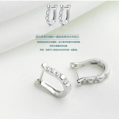 Authentic 925 Sterling Horseshoe Earrings Harp Zircon Studs For Women / Girls / Gift