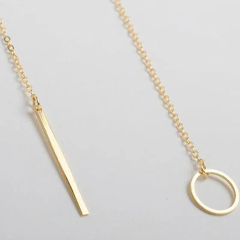 Tiny Dainty Collier Unique Round Circle Bar Pendant /Short Clavicle Necklace For Girls and Women