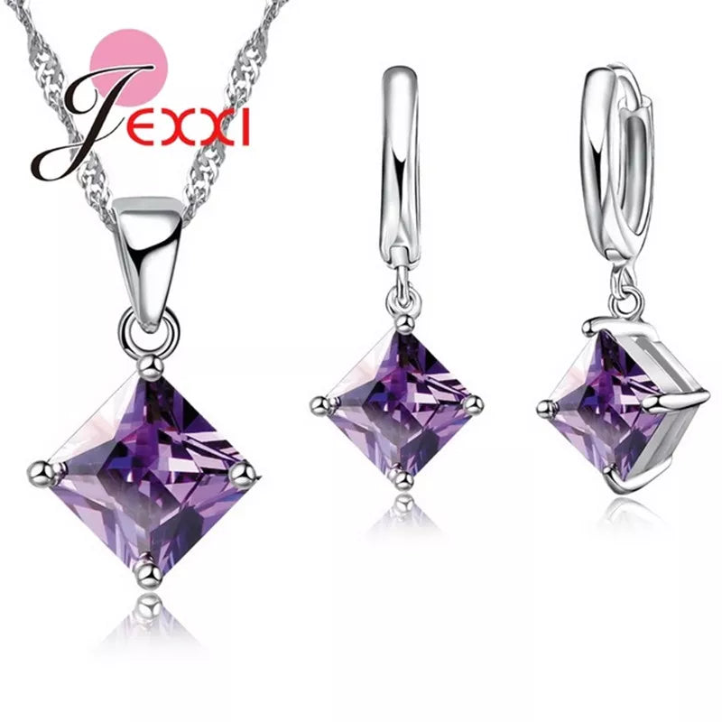 925 Sterling Silver Women, Girls Beautiful Pendant Necklace Earrings Set / Gifts / Partywear