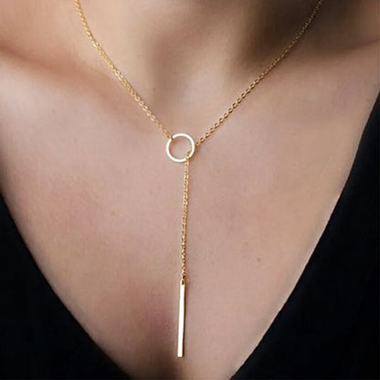 Tiny Dainty Collier Unique Round Circle Bar Pendant /Short Clavicle Necklace For Girls and Women