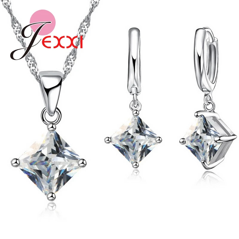 925 Sterling Silver Women, Girls Beautiful Pendant Necklace Earrings Set / Gifts / Partywear