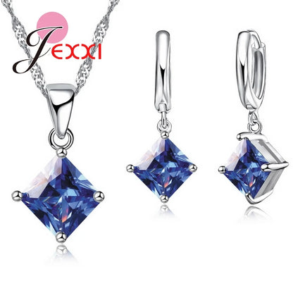 925 Sterling Silver Women, Girls Beautiful Pendant Necklace Earrings Set / Gifts / Partywear