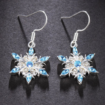 New Elegant Rhinestone Snowflake Drop Earring for Women / Fashion Crystal Zircon Dangle Earring / Christmas Jewelry Accessories