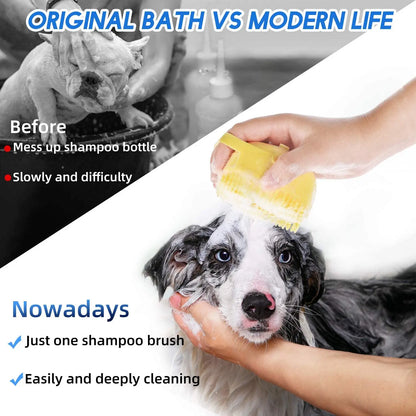 Pet Dog Shampoo Brush 2.7oz 80ml | Cat Massage Comb Grooming Scrubber  for Bathing | Soft Silicone Rubber