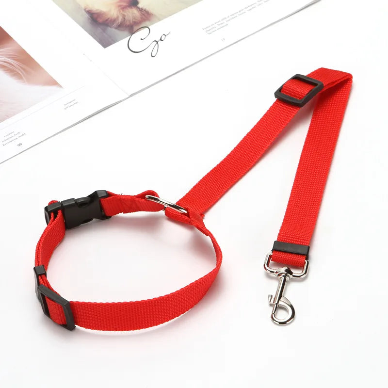 Solid Color Two-in-one Pet Car Seat Belt | Nylon Lead Leash | Backseat Safety Belt | Adjustable Dogs Harness Collar| Pet Accessories