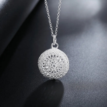 Hot charm 925 Sterling Silver necklace earrings Jewelry set for women Simple Retro Round Fashion Party Christmas Gifts wedding