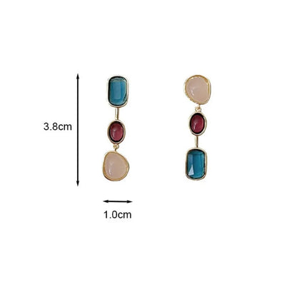 Vintage Asymmetric Colorful Retro Earrings for Women