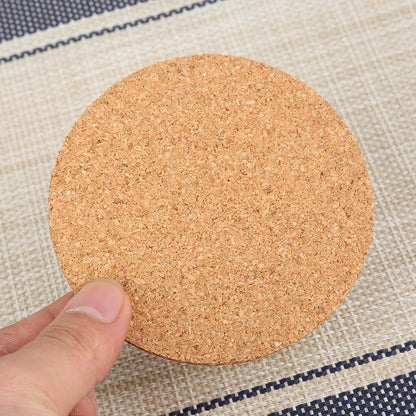 10-1Pcs Cork Coasters Handy Round Shape Dia 9cm Plain Natural Wine Drink Coffee Tea Cup Mats Table Pad Home Office Kitchen New