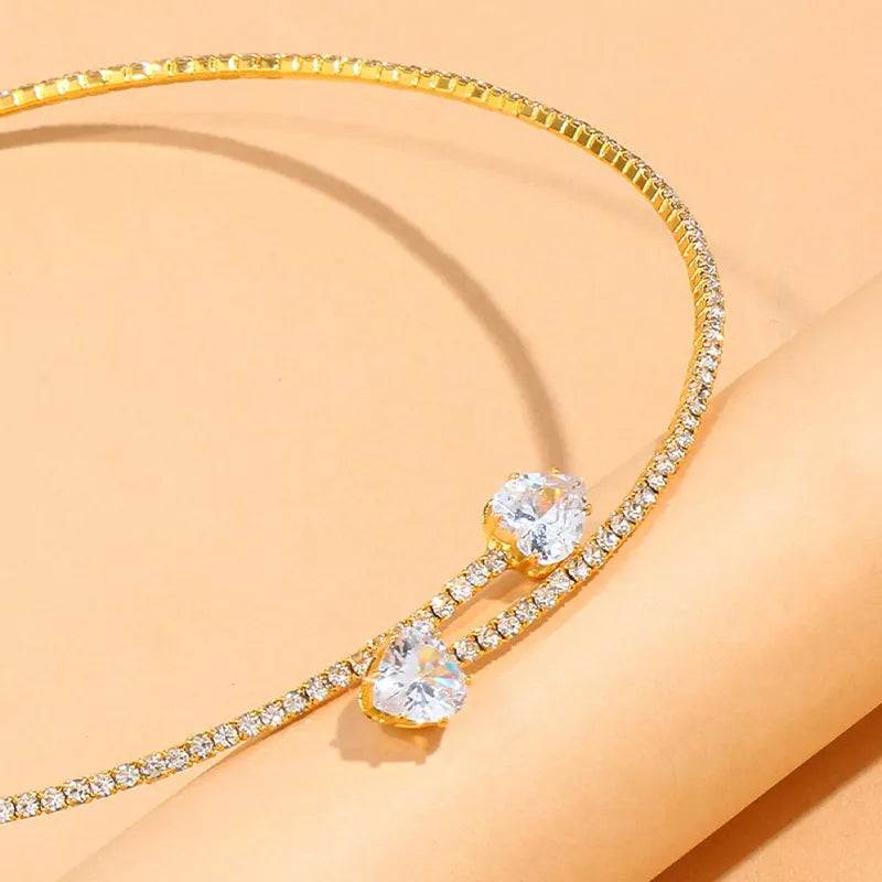 Rhinestone Heart Collar Choker – Elegant Neck Jewelry for Women