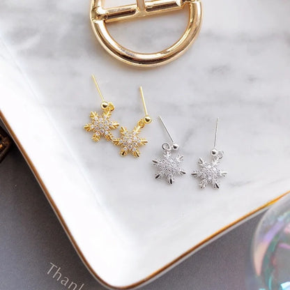 Red Bow Knot Snowflakes Drop Earring for Women / Christmas Gift