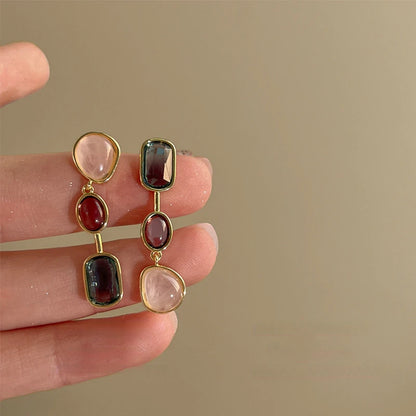 Vintage Asymmetric Colorful Retro Earrings for Women