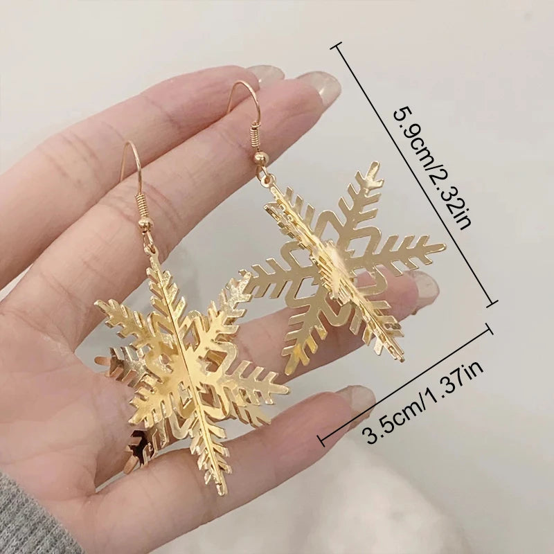 New 3D Christmas Tree Earrings For Women Girls Hollow Out Snow Star Pendent Dangle Earring Xmas Party Jewelry Gift