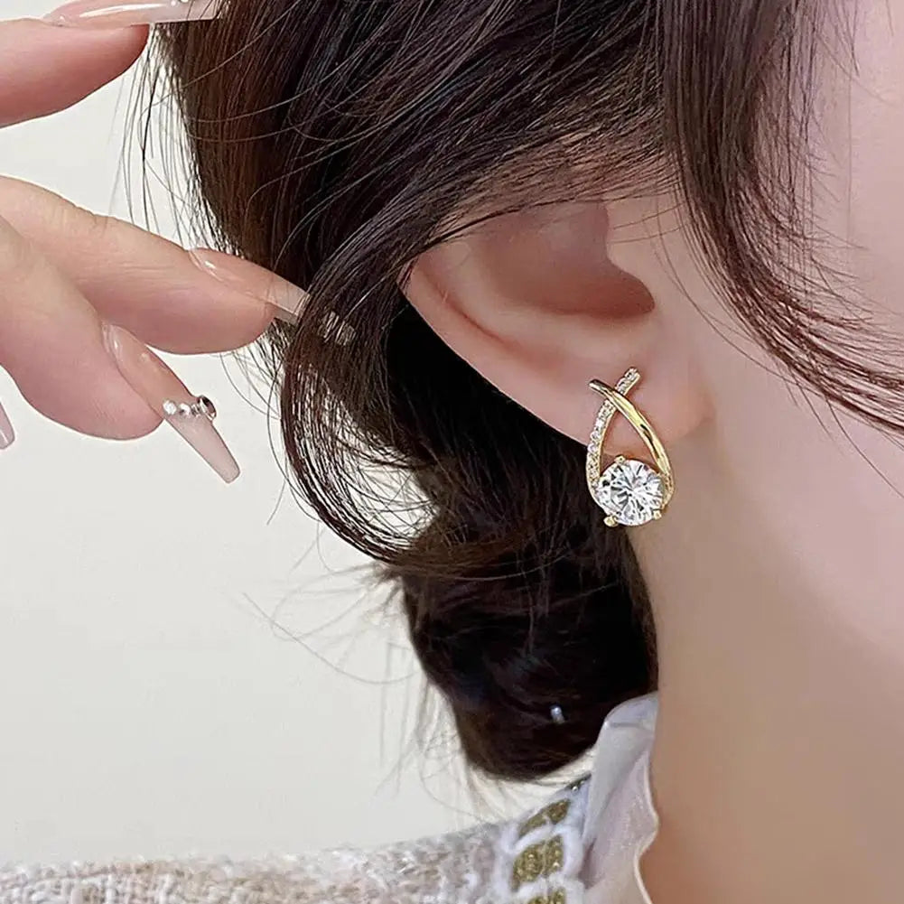 Fashion Cross Stud Earrings For Women Girls,  Elegant Crystal Jewelry, Gift