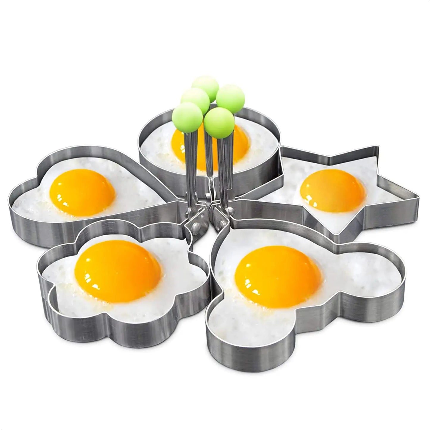 Stainless Steel Fried Egg Mold in different shapes, 5 pcs, Cooking Tools Kitchen Accessories Gadget