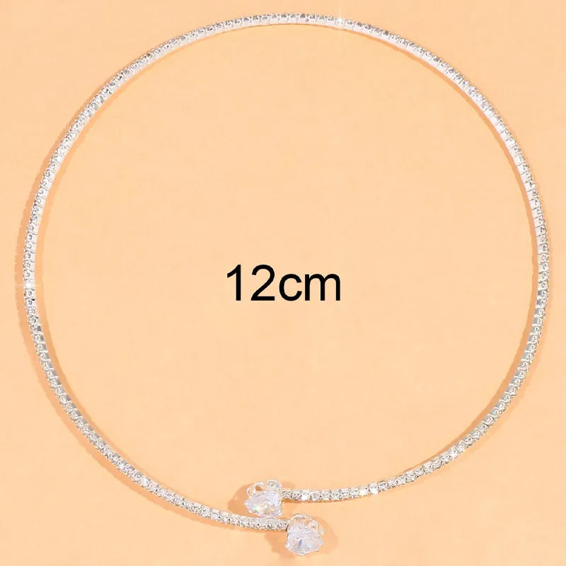 Rhinestone Heart Collar Choker – Elegant Neck Jewelry for Women