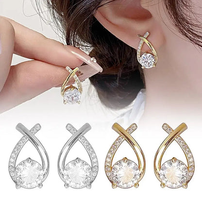 Fashion Cross Stud Earrings For Women Girls,  Elegant Crystal Jewelry, Gift