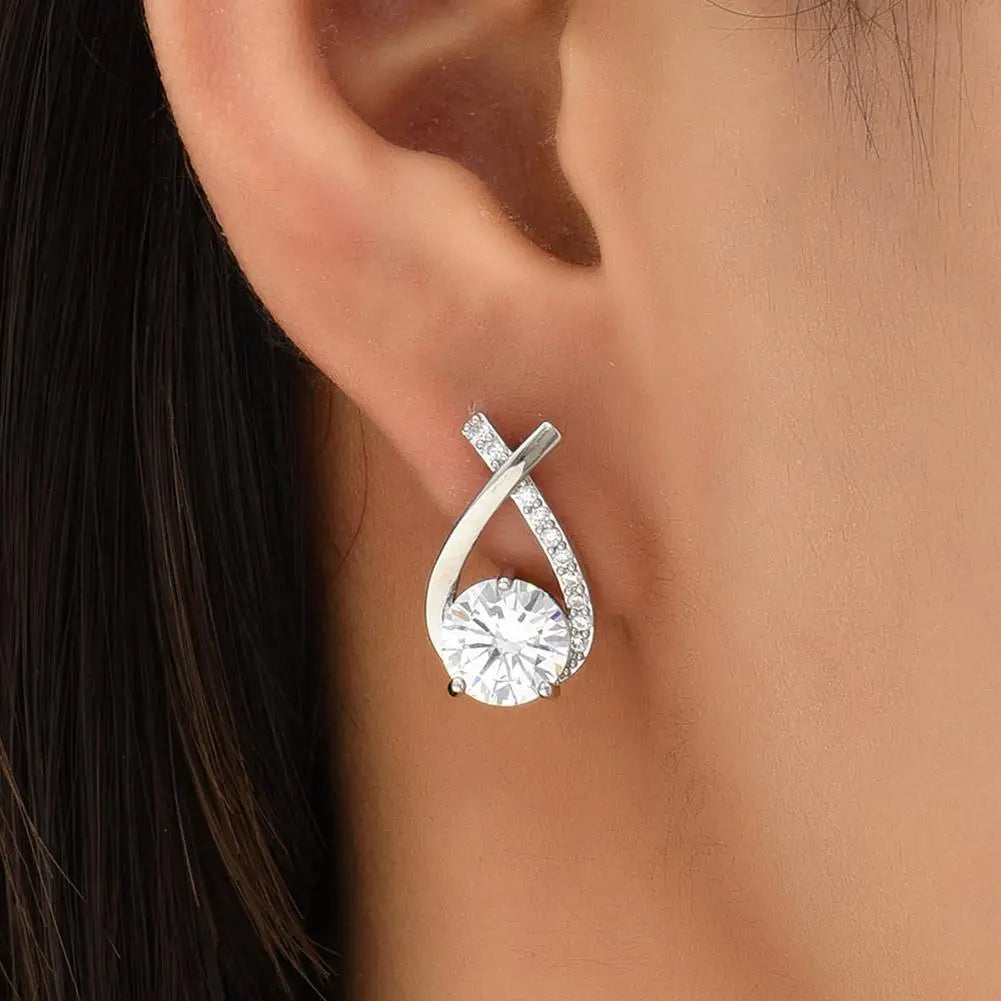 Fashion Cross Stud Earrings For Women Girls,  Elegant Crystal Jewelry, Gift