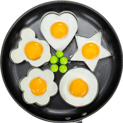 Stainless Steel Fried Egg Mold in different shapes, 5 pcs, Cooking Tools Kitchen Accessories Gadget