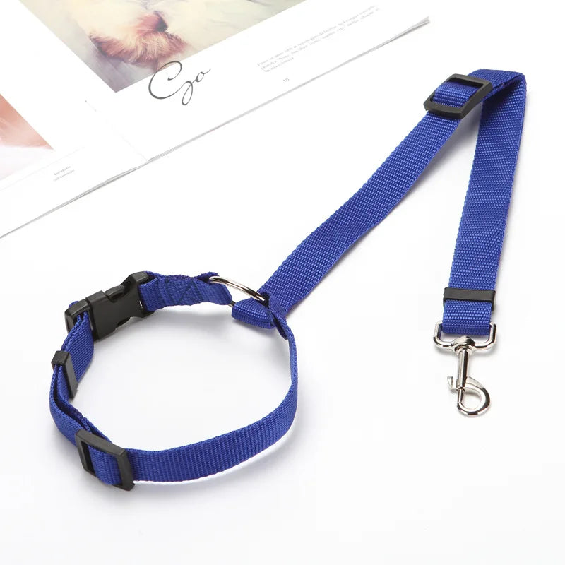 Solid Color Two-in-one Pet Car Seat Belt | Nylon Lead Leash | Backseat Safety Belt | Adjustable Dogs Harness Collar| Pet Accessories