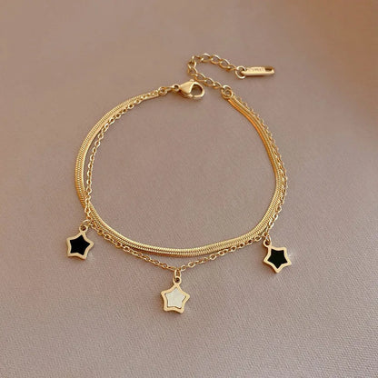 Stainless Steel Multilayer Chain Star Charm Necklace, Bracelet For Women | New Trend Jewelry Set