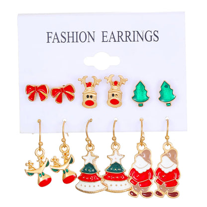 6 Pairs Christmas Combination Earrings Set for Women