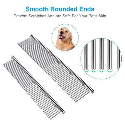 Pet Dematting Comb, Stainless Steel Pet Grooming Comb for Dogs and Cats