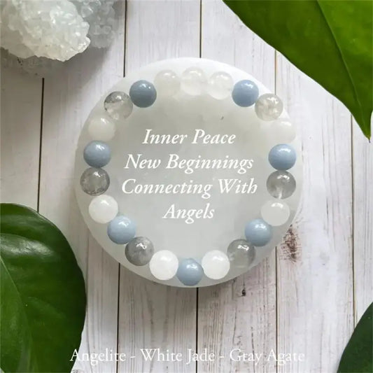 Inner PEACE / New Beginnings - bracelets / Women - Men Crystal Natural stone stretchy Gemstone beads bracelet / Gift