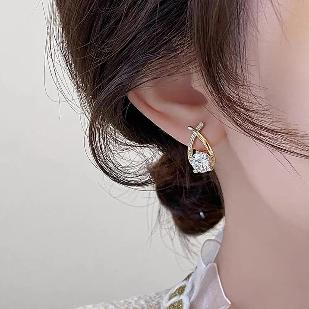 Fashion Cross Stud Earrings For Women Girls,  Elegant Crystal Jewelry, Gift