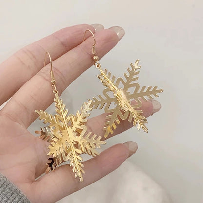 New 3D Christmas Tree Earrings For Women Girls Hollow Out Snow Star Pendent Dangle Earring Xmas Party Jewelry Gift