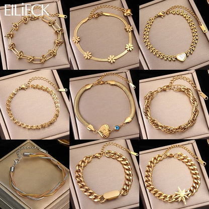 Stainless Steel non fading, Gold Color Bracelet for Women, trendy and fashionable